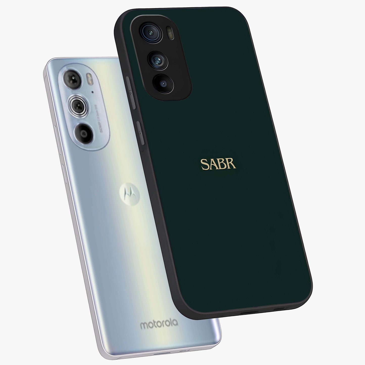 Sabr Minimal Patience Glass Case displayed in angled mockup highlighting simple inspirational design with clean aesthetic style.