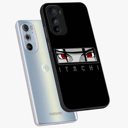 Scarlet Gaze Dominance Glass Case displayed in angled mockup highlighting intense visual design with bold scarlet aesthetic.