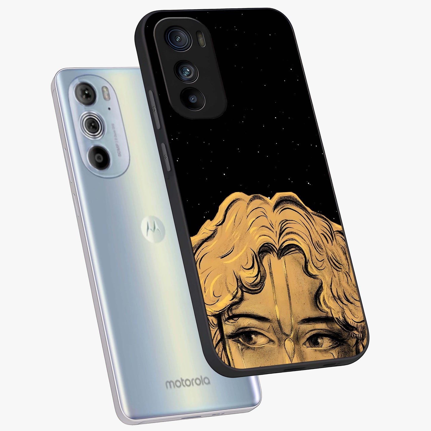 Shri Krishna Art Glass Case displayed in angled mockup highlighting spiritual Krishna illustration with divine aesthetic.