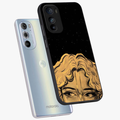 Shri Krishna Art Glass Case displayed in angled mockup highlighting spiritual Krishna illustration with divine aesthetic.