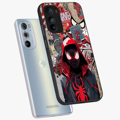 Spider Collage Street Glass Case displayed in angled mockup highlighting dynamic street style collage design with comic aesthetic.