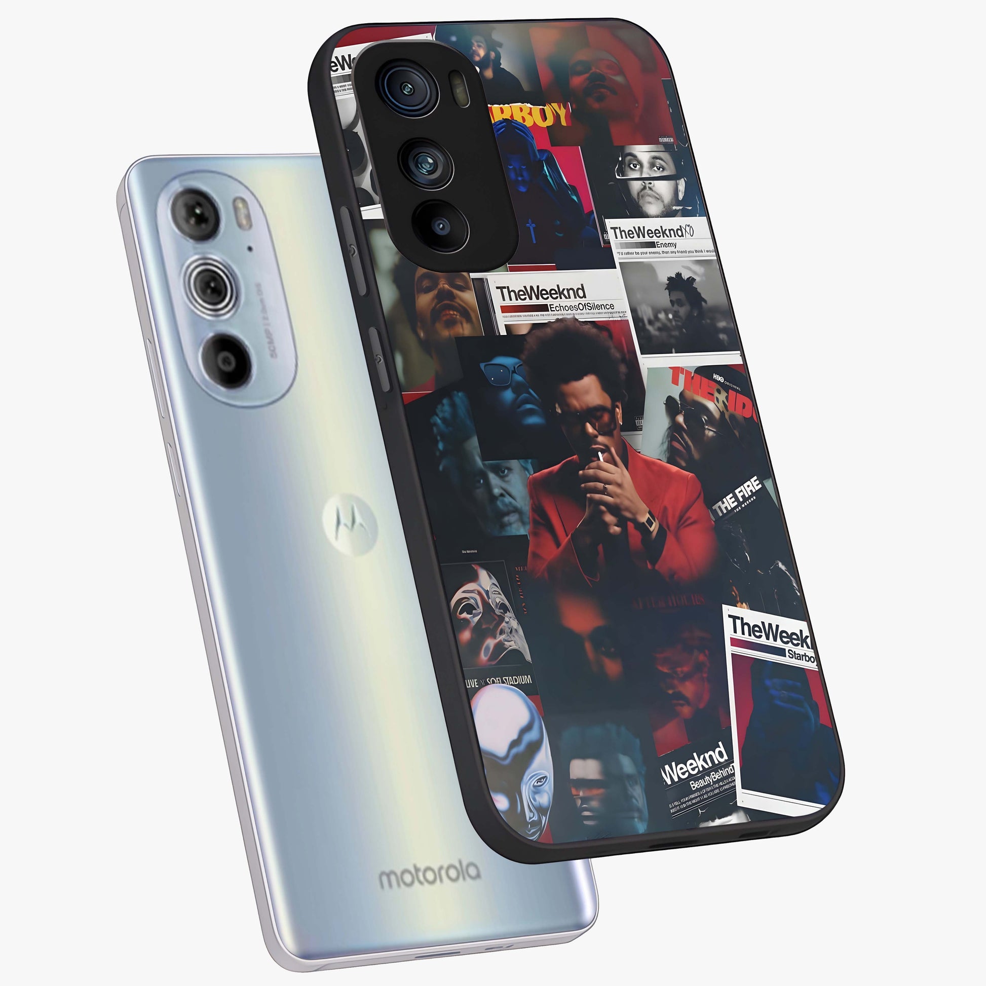 The Weeknd Glass Case displayed in angled mockup highlighting stylish pop culture inspired design with modern aesthetic.