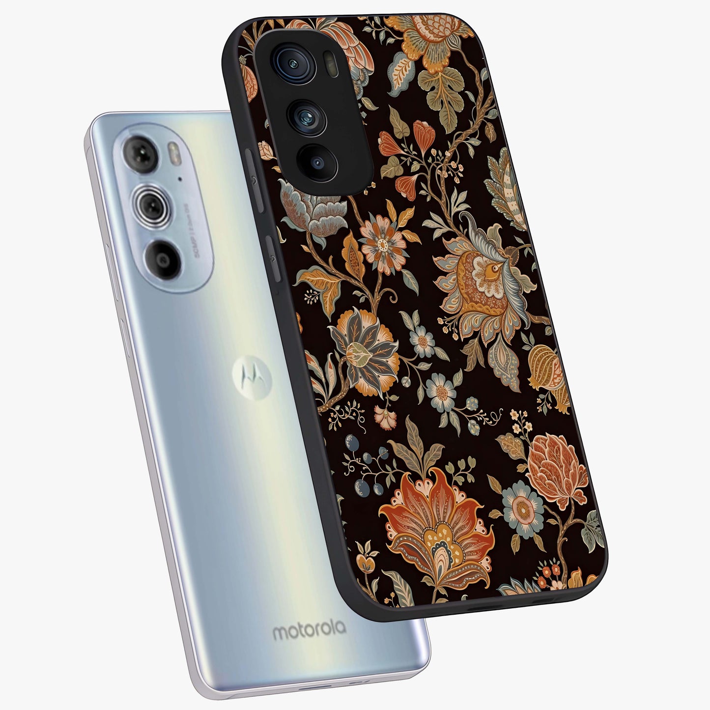 Vintage Floral Dream Glass Case displayed in angled mockup highlighting elegant vintage flower design with soft aesthetic style.