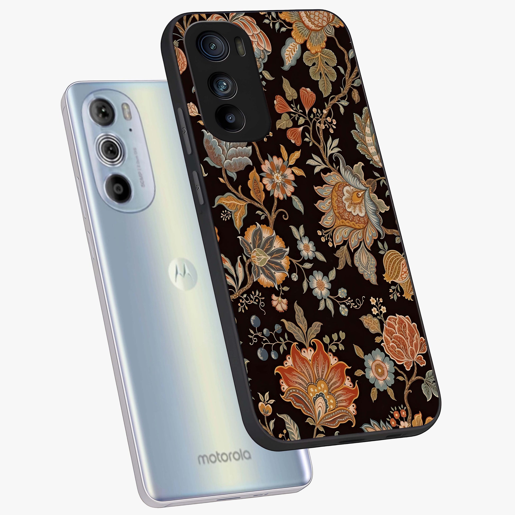 Vintage Floral Dream Glass Case displayed in angled mockup highlighting elegant vintage flower design with soft aesthetic style.