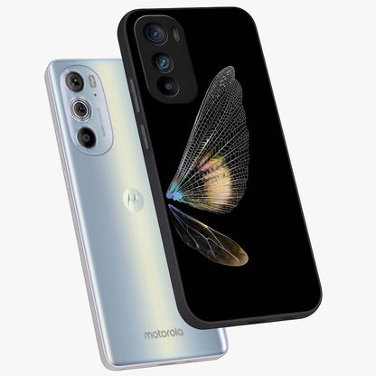 Whispers Of Wings Glass Case displayed in angled mockup highlighting soft feather design with celestial aesthetic style.