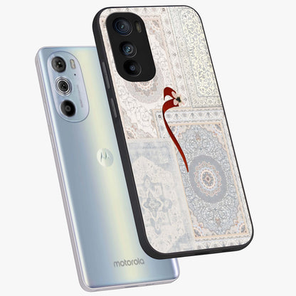 White Aesthetic Bow Glass Case displayed in angled mockup highlighting clean bow design with soft aesthetic style.
