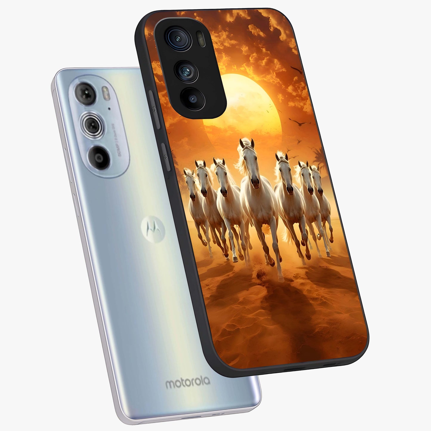 Wild Sunset Majesty Glass Case displayed in angled mockup highlighting vibrant sunset sky design with scenic aesthetic.