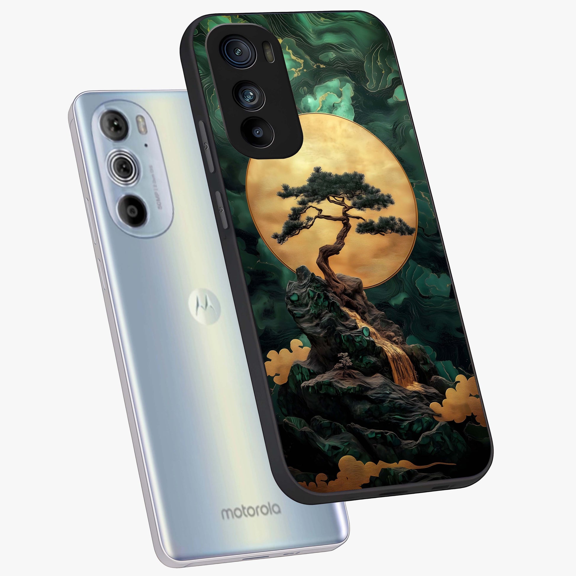 Zen Moon Rise Glass Case displayed in angled mockup highlighting peaceful lunar design with zen aesthetic style.