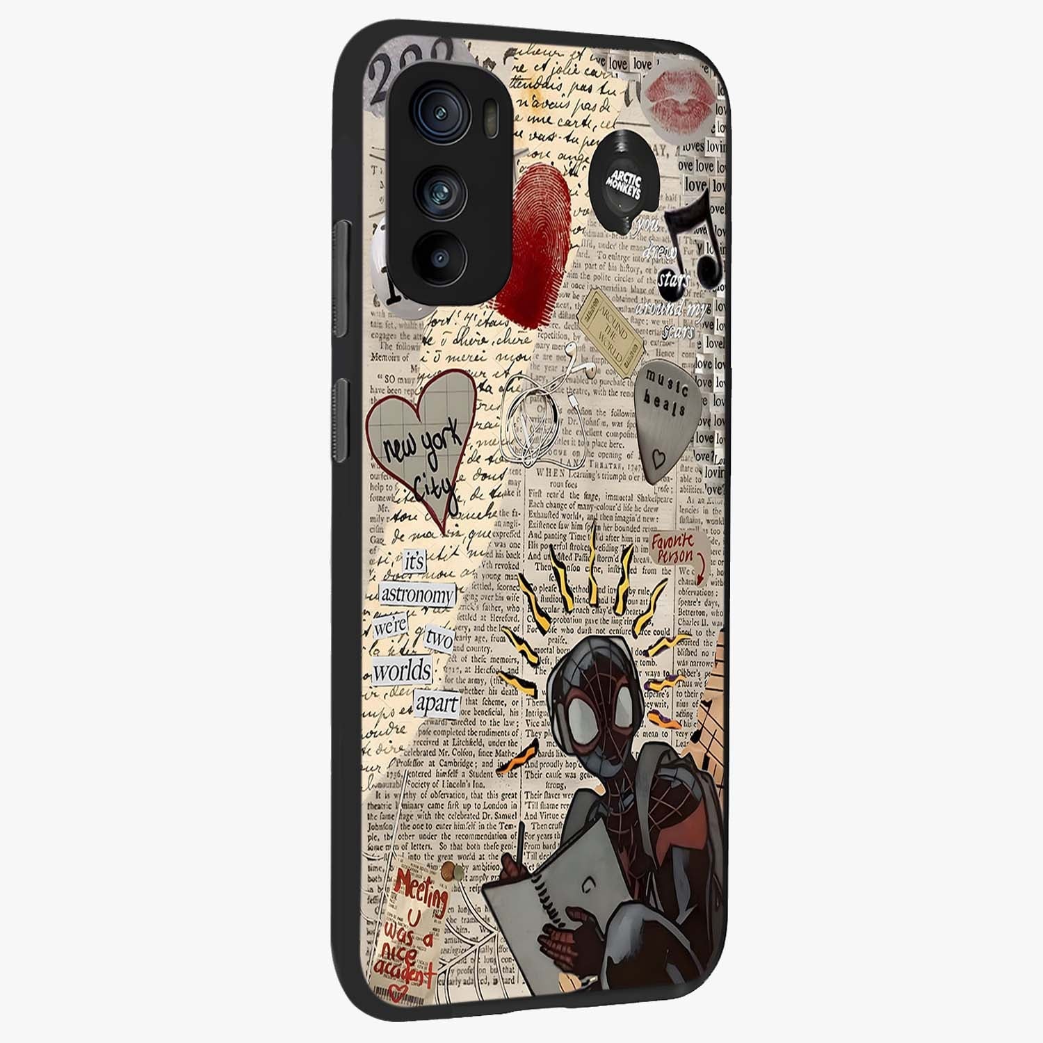 City Dream Sketch Glass Case upright view showcasing urban skyline artwork with stylish hand drawn design.