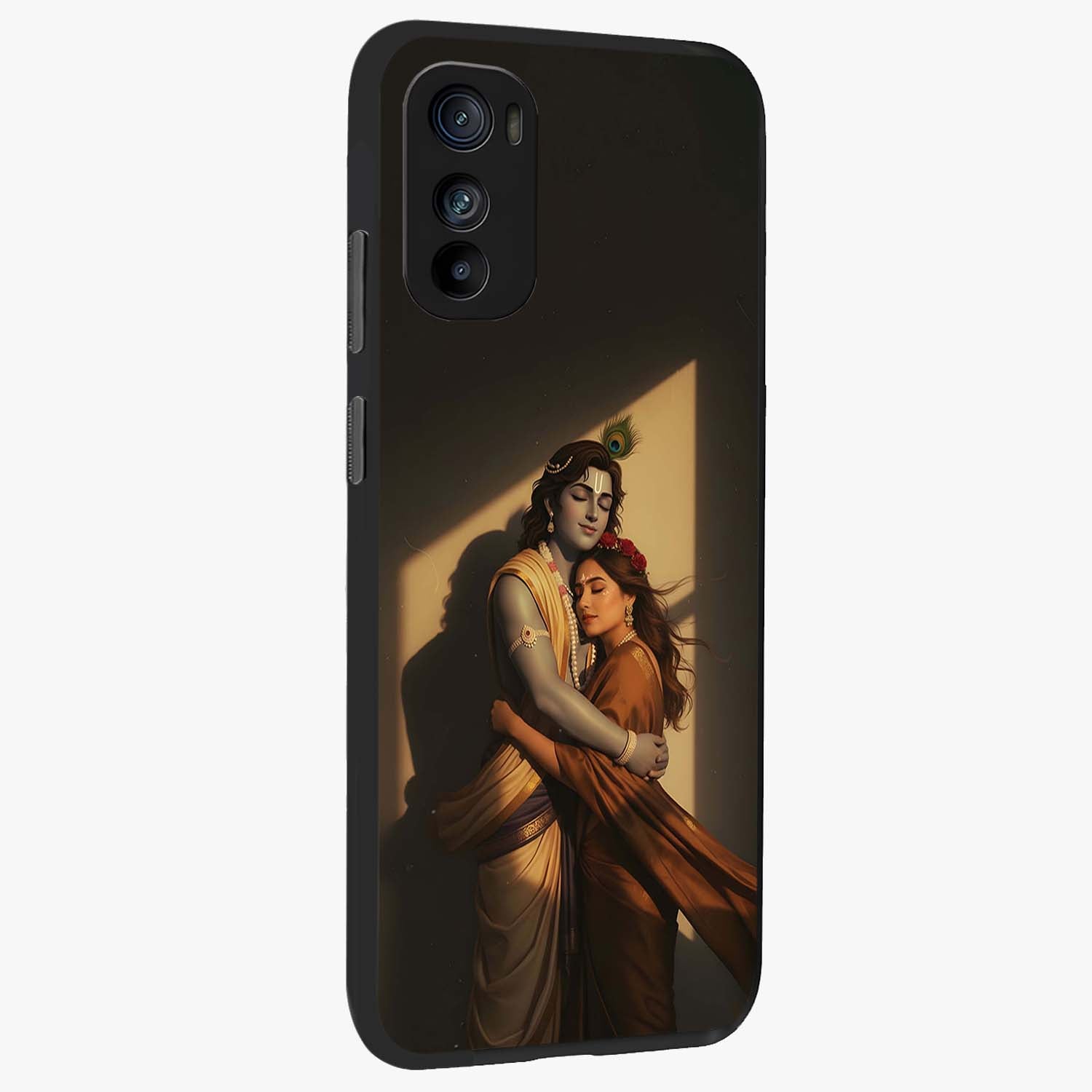Divine Eternal Love Glass Case upright view showcasing graceful spiritual artwork with eternal love theme.