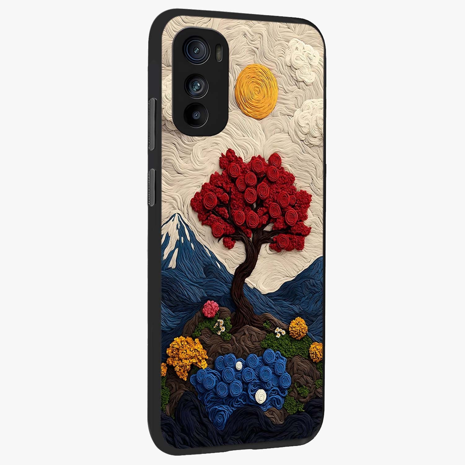 Eternal Nature Tapestry Glass Case upright view showcasing elegant nature tapestry design with decorative style.