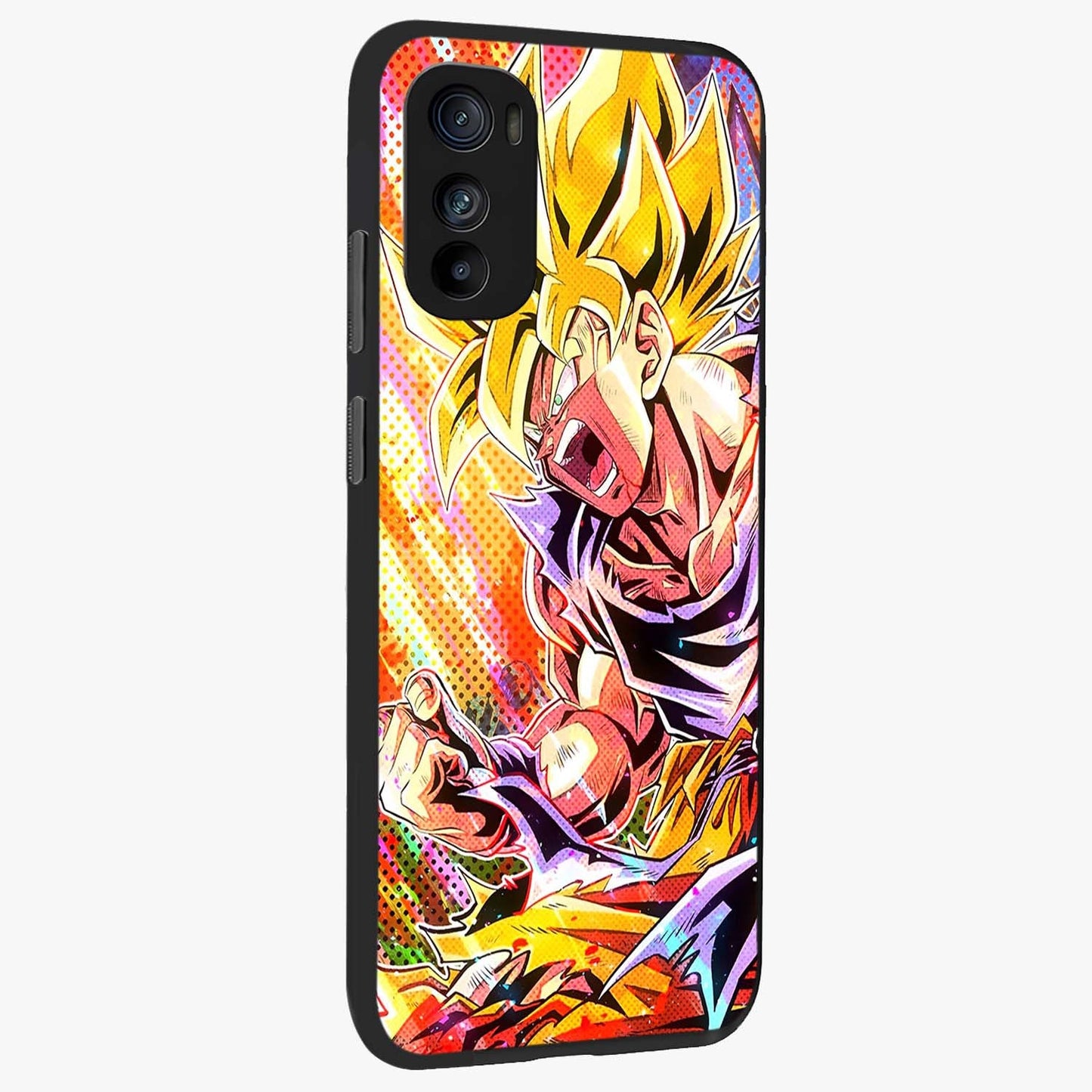Firing Goku Glass Case upright view showcasing energetic anime artwork with bold warrior theme.