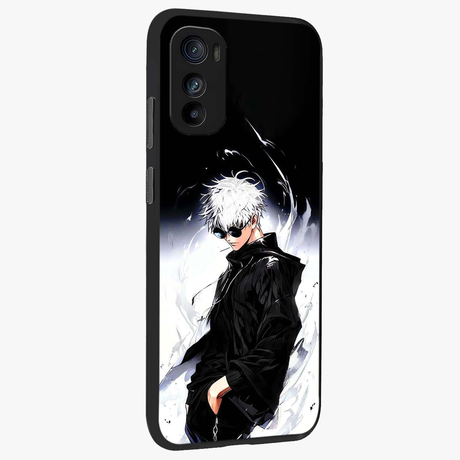 Limitless Shadow King Glass Case upright view showcasing bold shadow warrior artwork with epic fantasy theme.