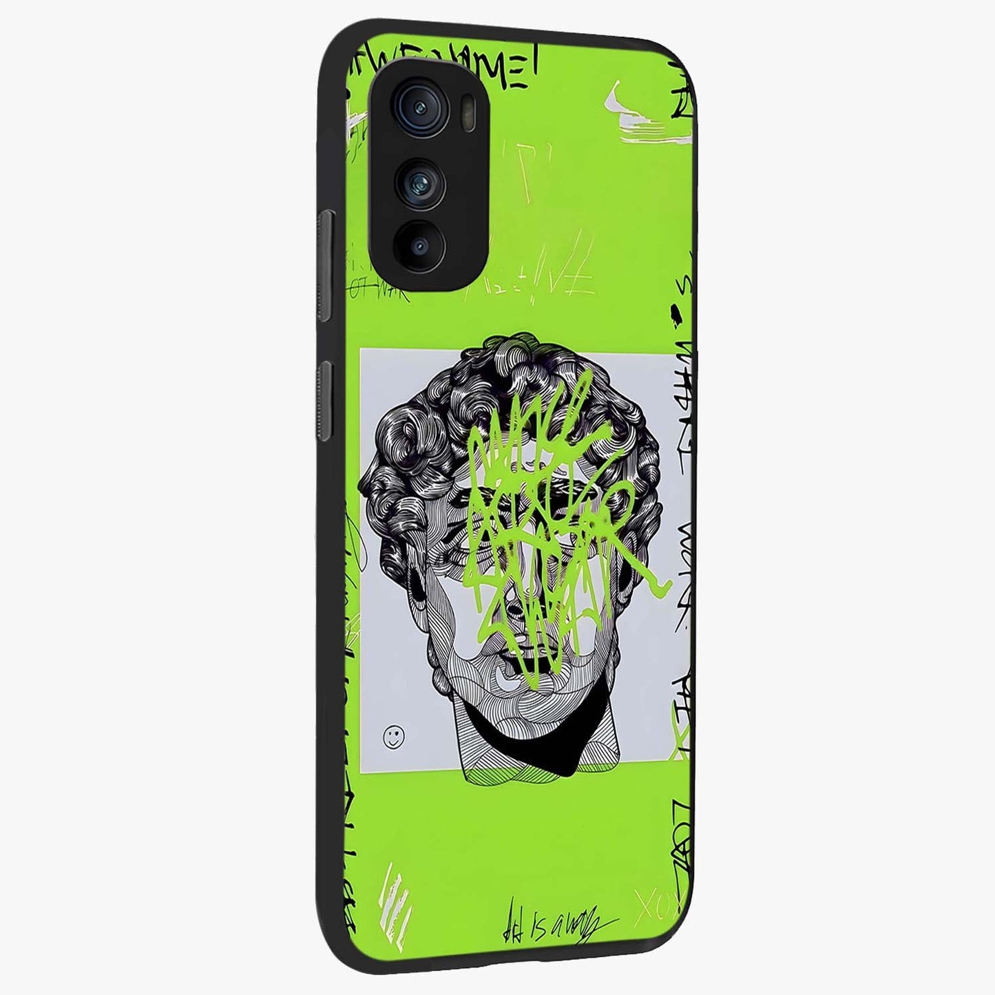 Neo Graffiti Rebellion Glass Case upright view showcasing colorful graffiti artwork with bold modern street style.