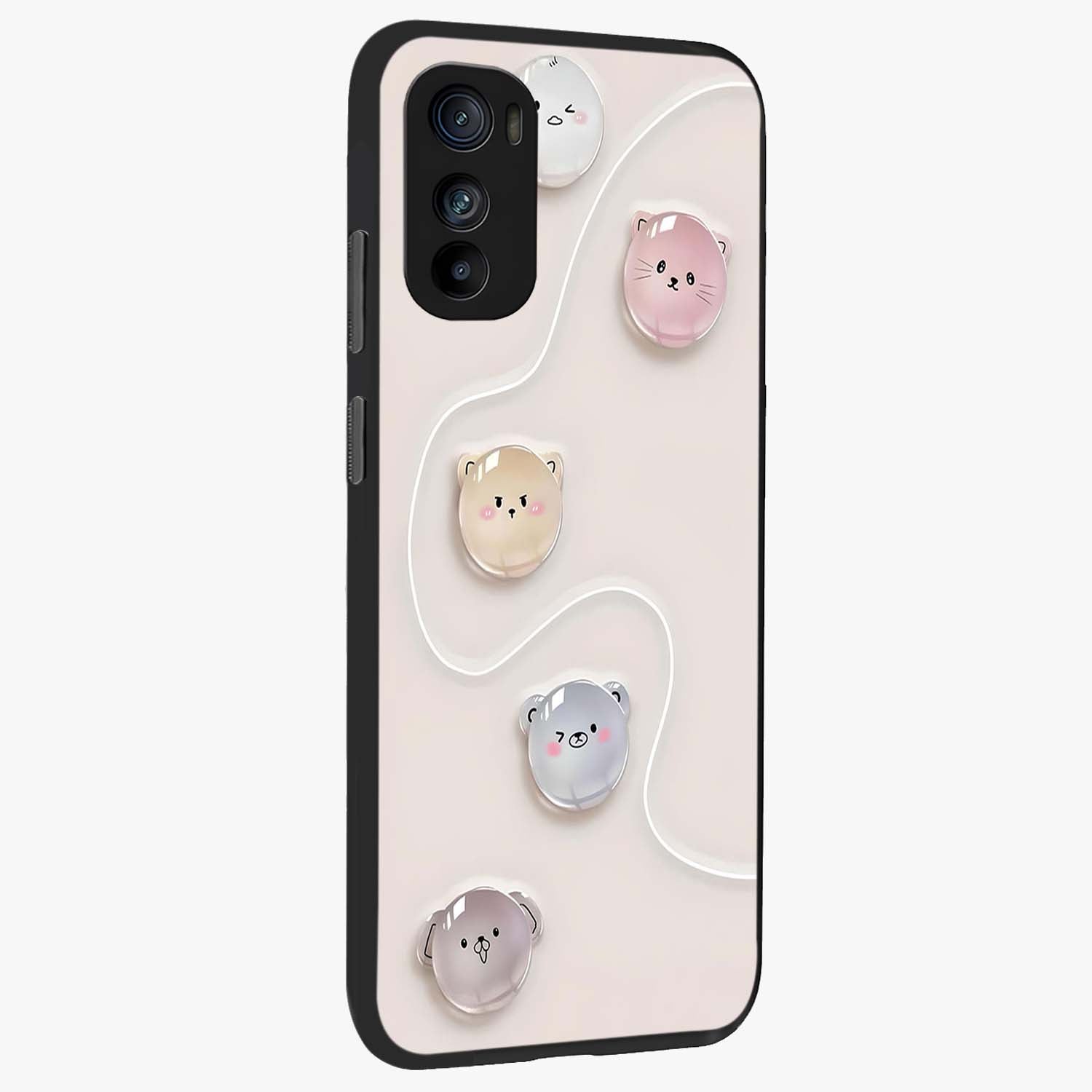 Puffy Face Parade Glass Case upright view showcasing adorable character artwork with cheerful animated theme.