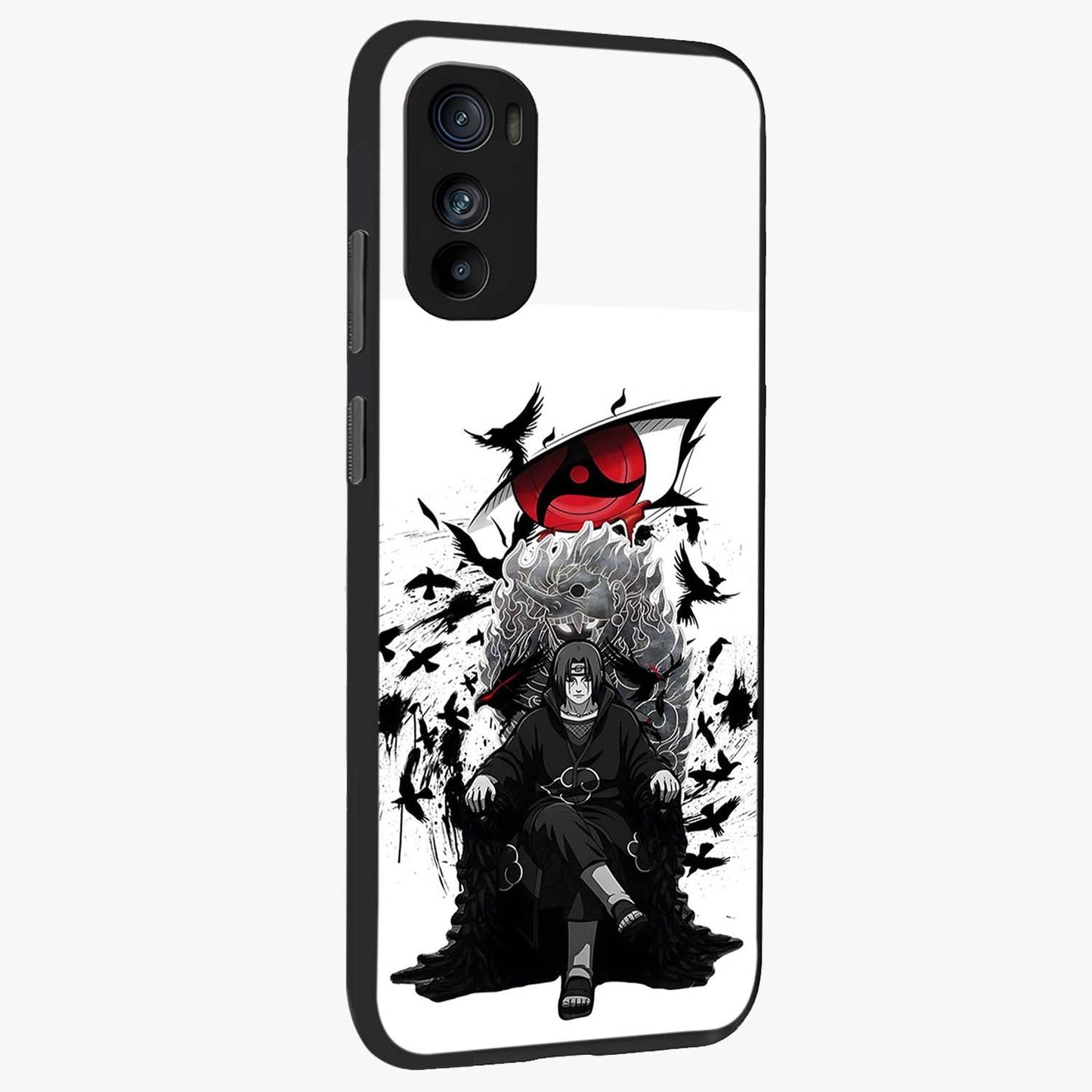 Uchiha Shadow Throne Glass Case upright view showcasing magical underwater galaxy artwork with vibrant cosmic theme.