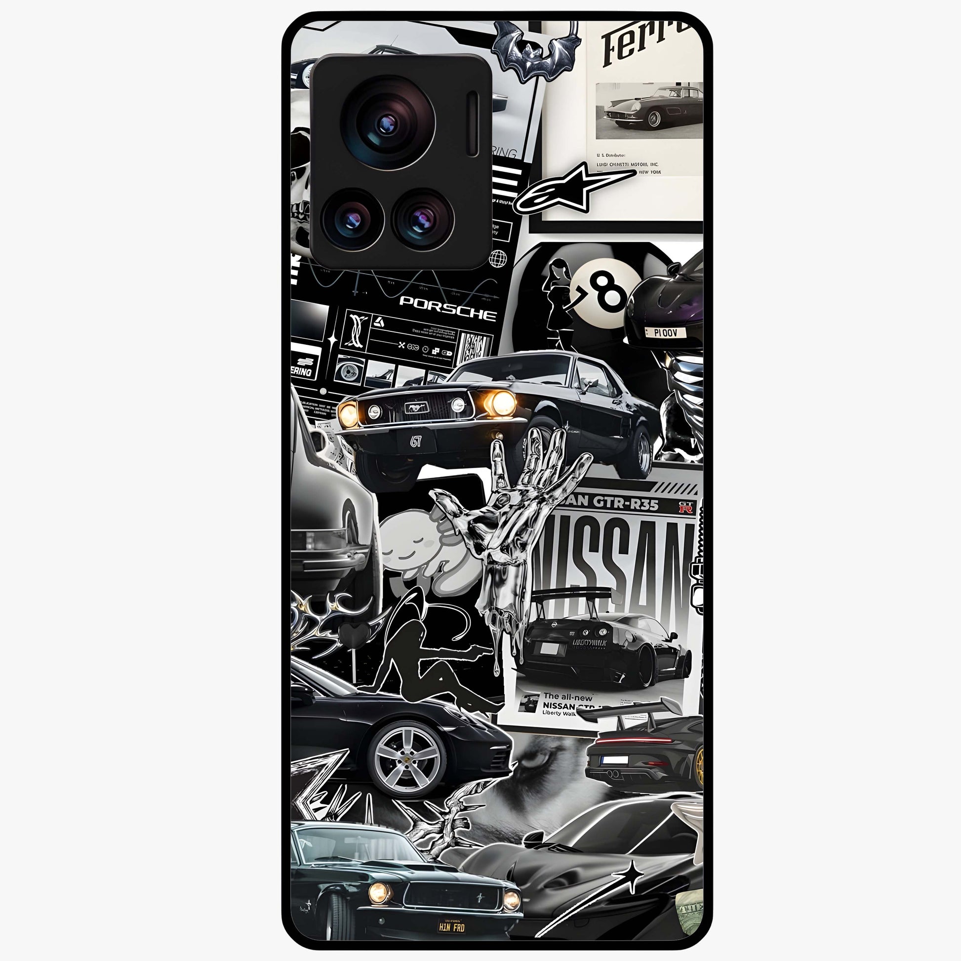 Aesthetic Dark Love Glass Case showing flat back view with dark romantic artwork and glossy glass finish.