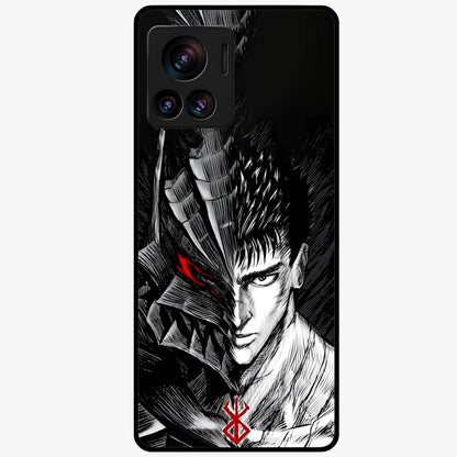 Berserker Blood Oath Glass Case showing flat back view with fierce warrior inspired artwork and glossy glass finish.