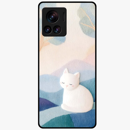 Cotton Dream Cat Glass Case showing flat back view with soft dreamy cat artwork and glossy glass finish.