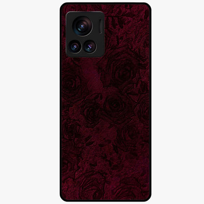 Crimson Fade Flow Glass Case showing flat back view with flowing crimson gradient artwork and glossy glass finish.