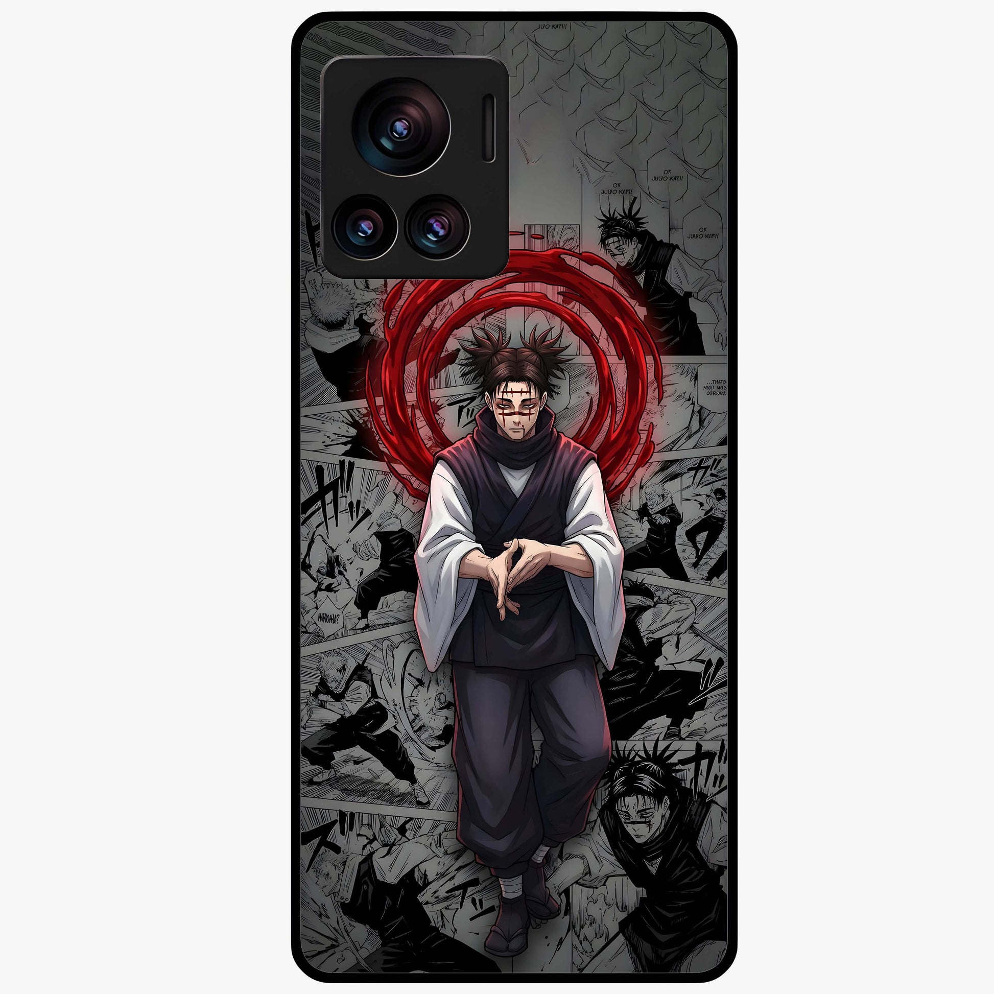 Cursed Ritual Ascension Glass Case showing flat back view with dark ritual themed artwork and glossy glass finish.