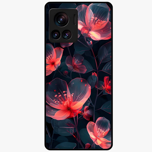 Dark Shade of Flower Glass Case showing flat back view with elegant dark floral artwork and glossy glass finish.