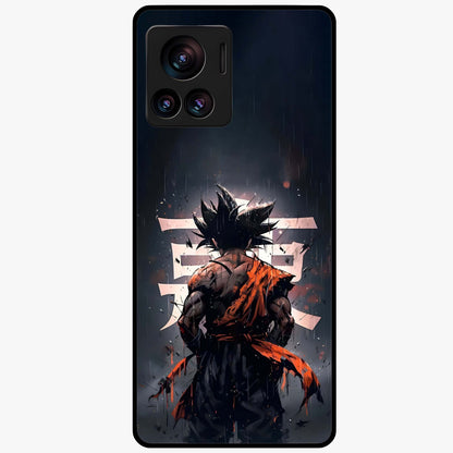 Dark Warrior In Rain Glass Case showing flat back view with warrior artwork in rainy atmosphere and glossy glass finish.