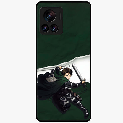 Emerald War Vanguard Glass Case showing flat back view with powerful warrior themed artwork and glossy glass finish.