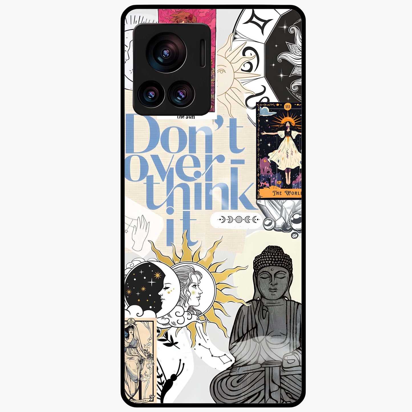 Ethereal Thoughts Glass Case showing flat back view with dreamy artistic artwork and glossy glass finish.