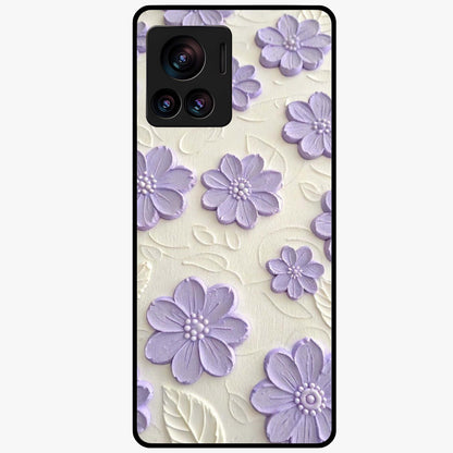 Floral Wall Art With Purple Flowers Glass Case showing flat back view with purple flower artwork and glossy glass finish.