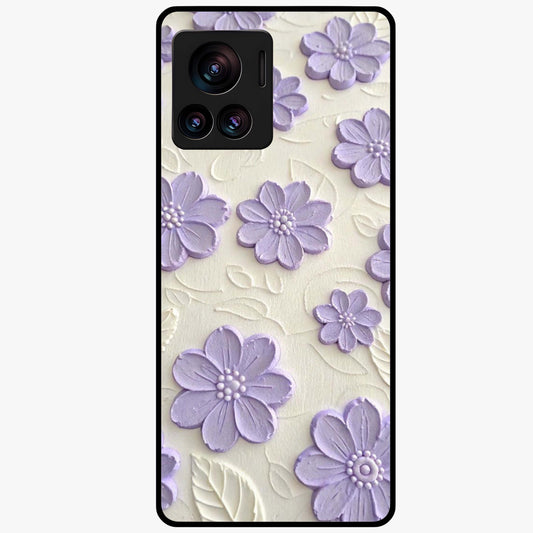 Floral Wall Art With Purple Flowers Glass Case showing flat back view with purple flower artwork and glossy glass finish.