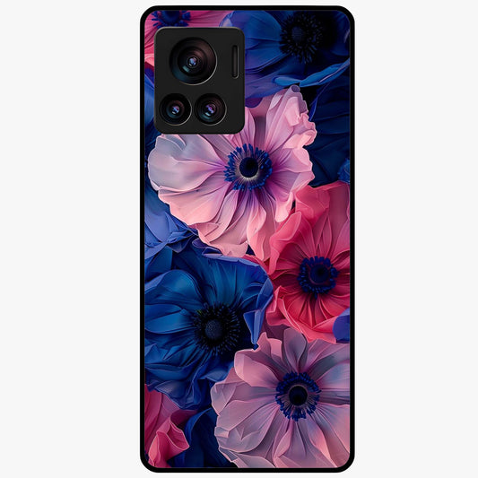 Flower Paper Art Pattern Glass Case showing flat back view with paper cut style floral artwork and glossy glass finish.
