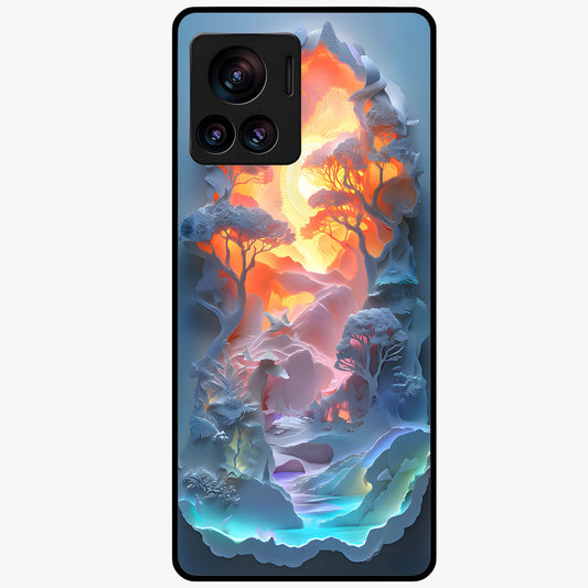 Glow Forest Portal Glass Case showing flat back view with glowing forest portal artwork and glossy glass finish.