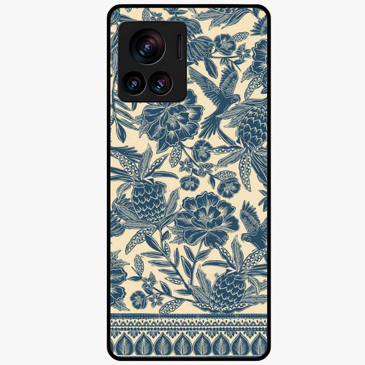 Heirloom Wild Bloom Glass Case showing flat back view with vintage inspired wild flower artwork and glossy glass finish.