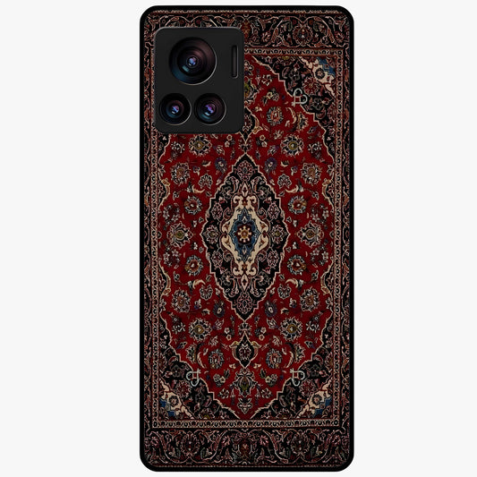 Heritage Carpet Royale Glass Case showing flat back view with ornate Persian carpet inspired pattern and glossy glass finish.
