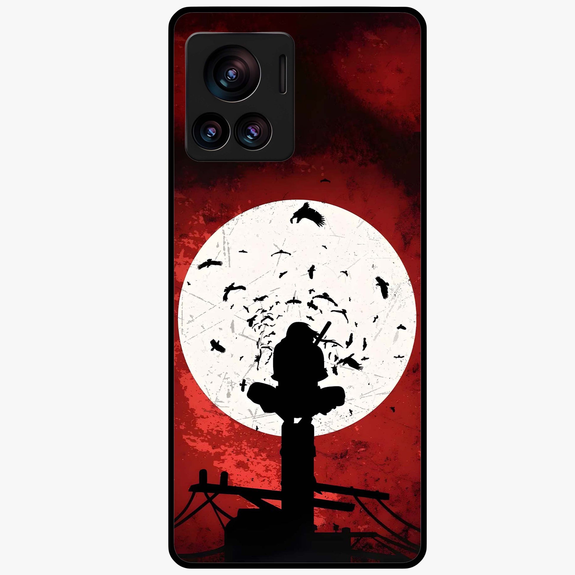 Itachi Limited Edition Naruto Anime Glass Case showing flat back view with iconic anime character artwork and glossy glass finish.