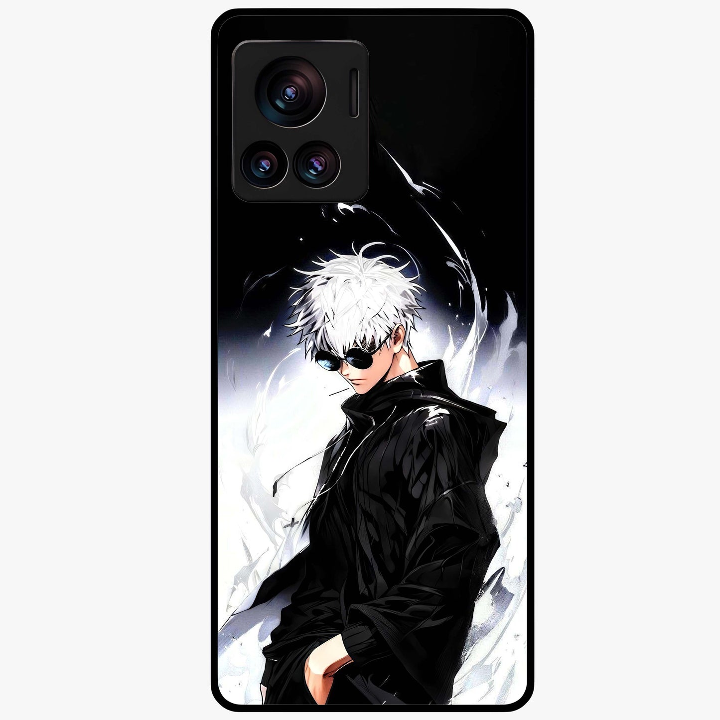 Limitless Shadow King Glass Case showing flat back view with powerful shadow warrior artwork and glossy glass finish.