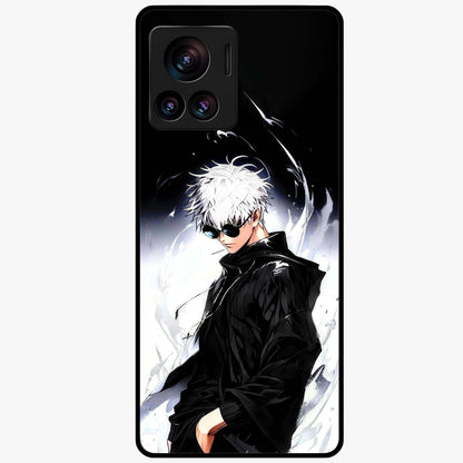 Limitless Shadow King Glass Case showing flat back view with powerful shadow warrior artwork and glossy glass finish.