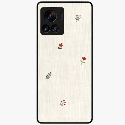 Minimal Petal Whispers Glass Case showing flat back view with soft minimal floral artwork and glossy glass finish.
