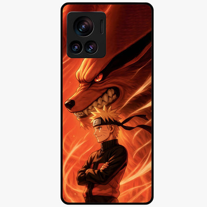 Nine Tails Legacy Glass Case showing flat back view with powerful nine-tailed fox inspired artwork and glossy glass finish.