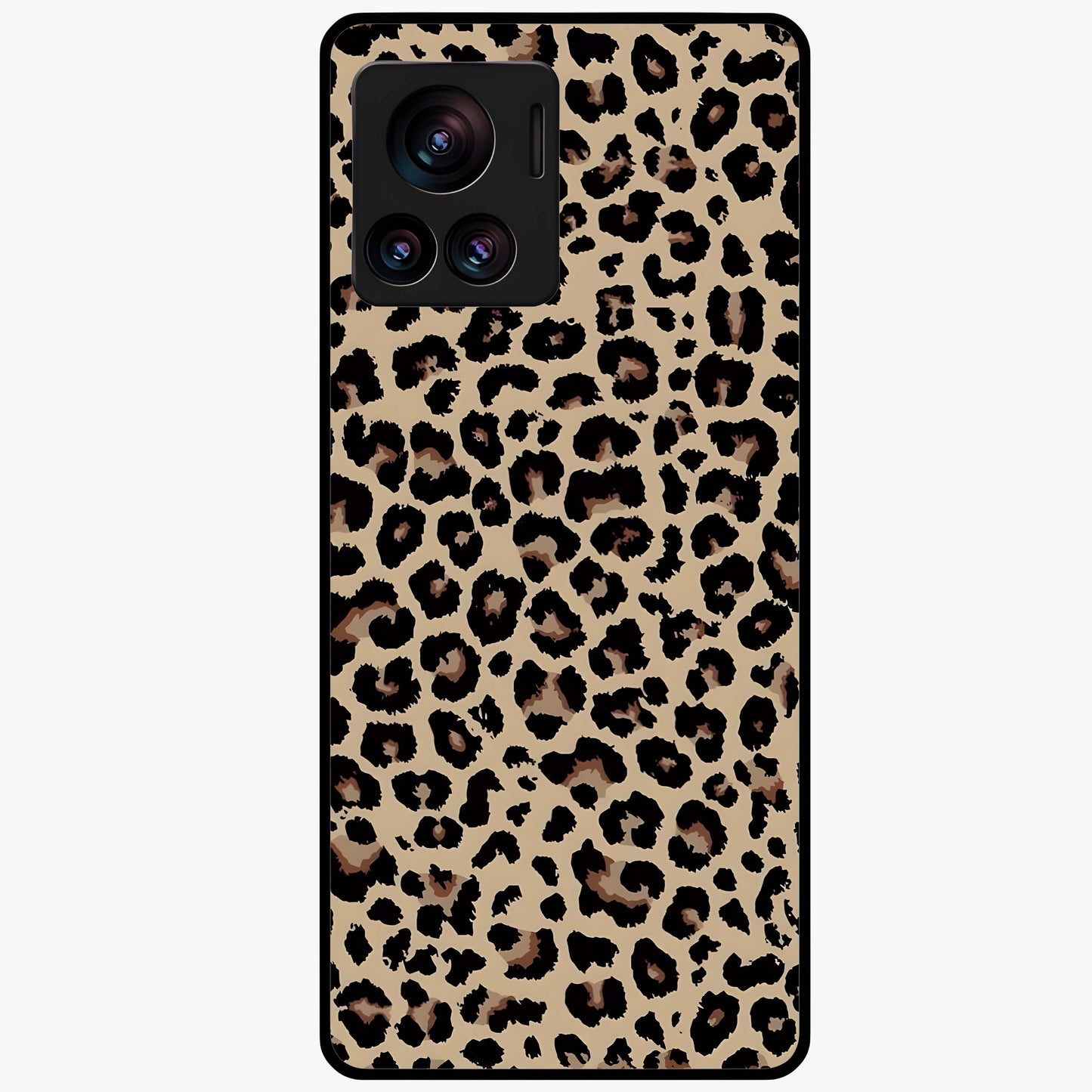 Savage Chic Pattern Glass Case showing flat back view with stylish patterned artwork and glossy glass finish.