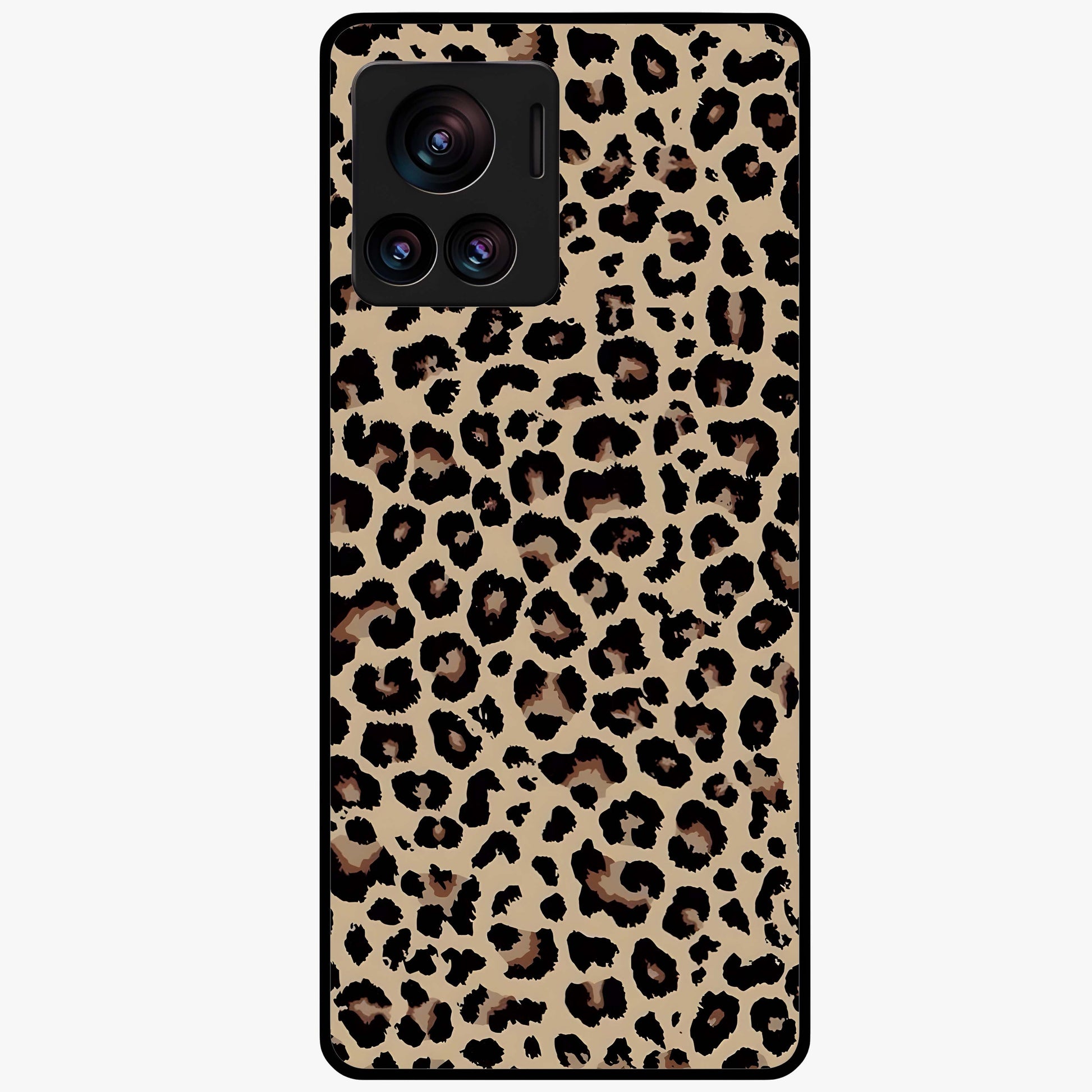 Savage Chic Pattern Glass Case showing flat back view with stylish patterned artwork and glossy glass finish.