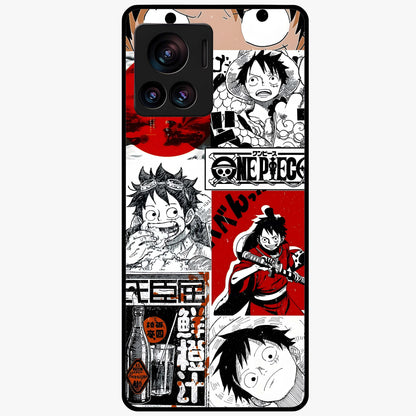 Strawhat Chaos Panels Glass Case showing flat back view with anime inspired chaos panel artwork and glossy glass finish.