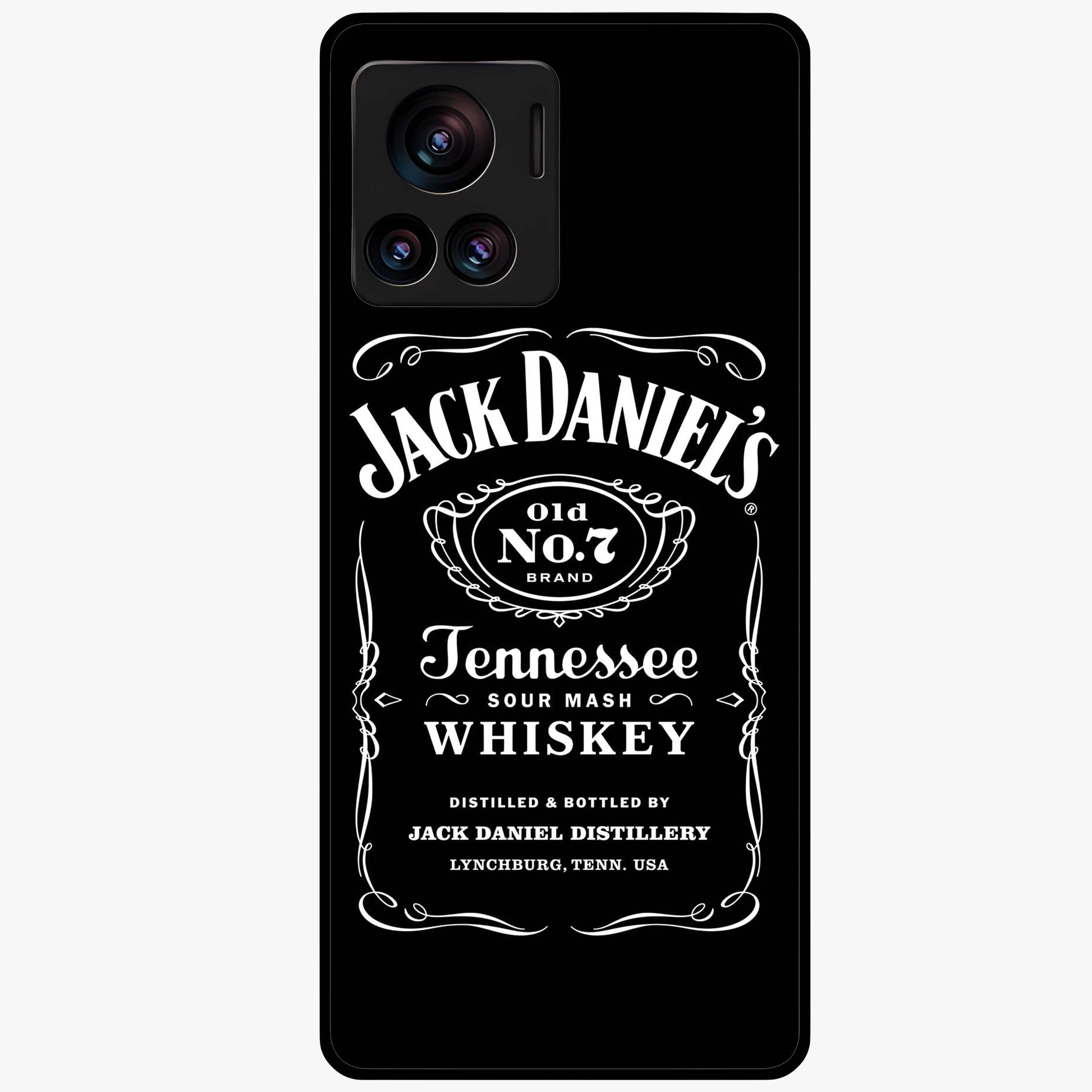 Vintage Whiskey Heritage Glass Case showing flat back view with classic whiskey inspired artwork and glossy glass finish.