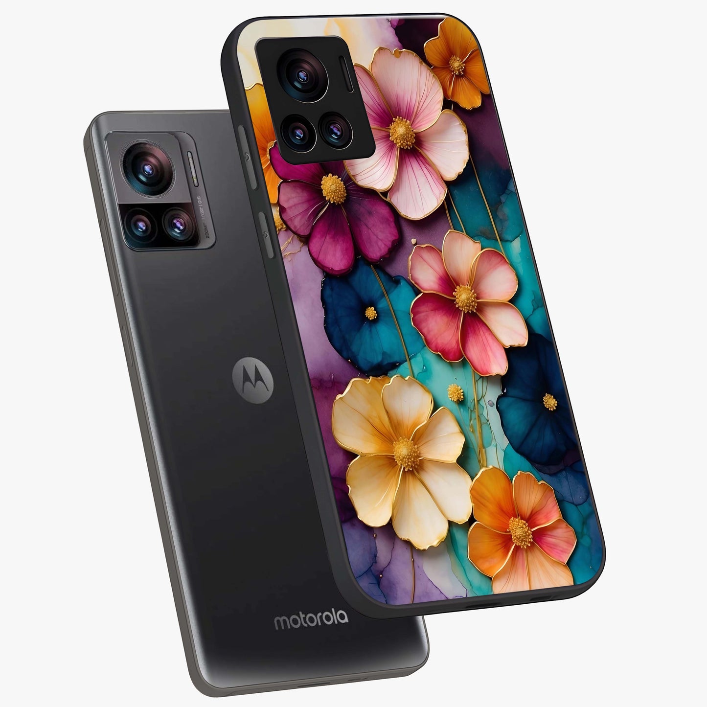 Artlyn Grace Flower Pattern Glass Case displayed in angled mockup highlighting delicate flower pattern design and smooth glass surface.