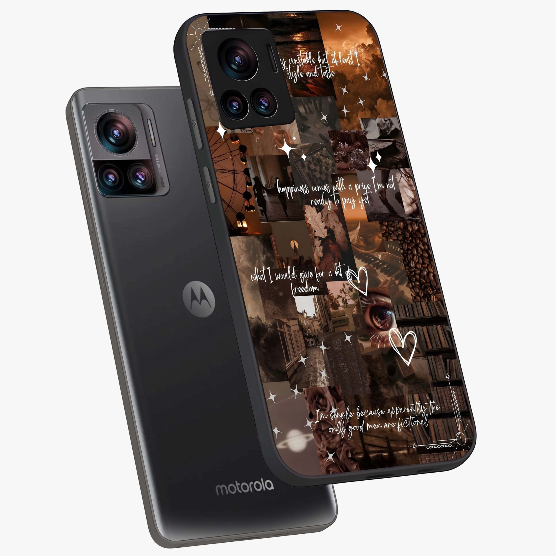 Bittersweet Aesthetic Chaos Glass Case displayed in angled mockup highlighting expressive abstract artwork and edgy aesthetic theme.