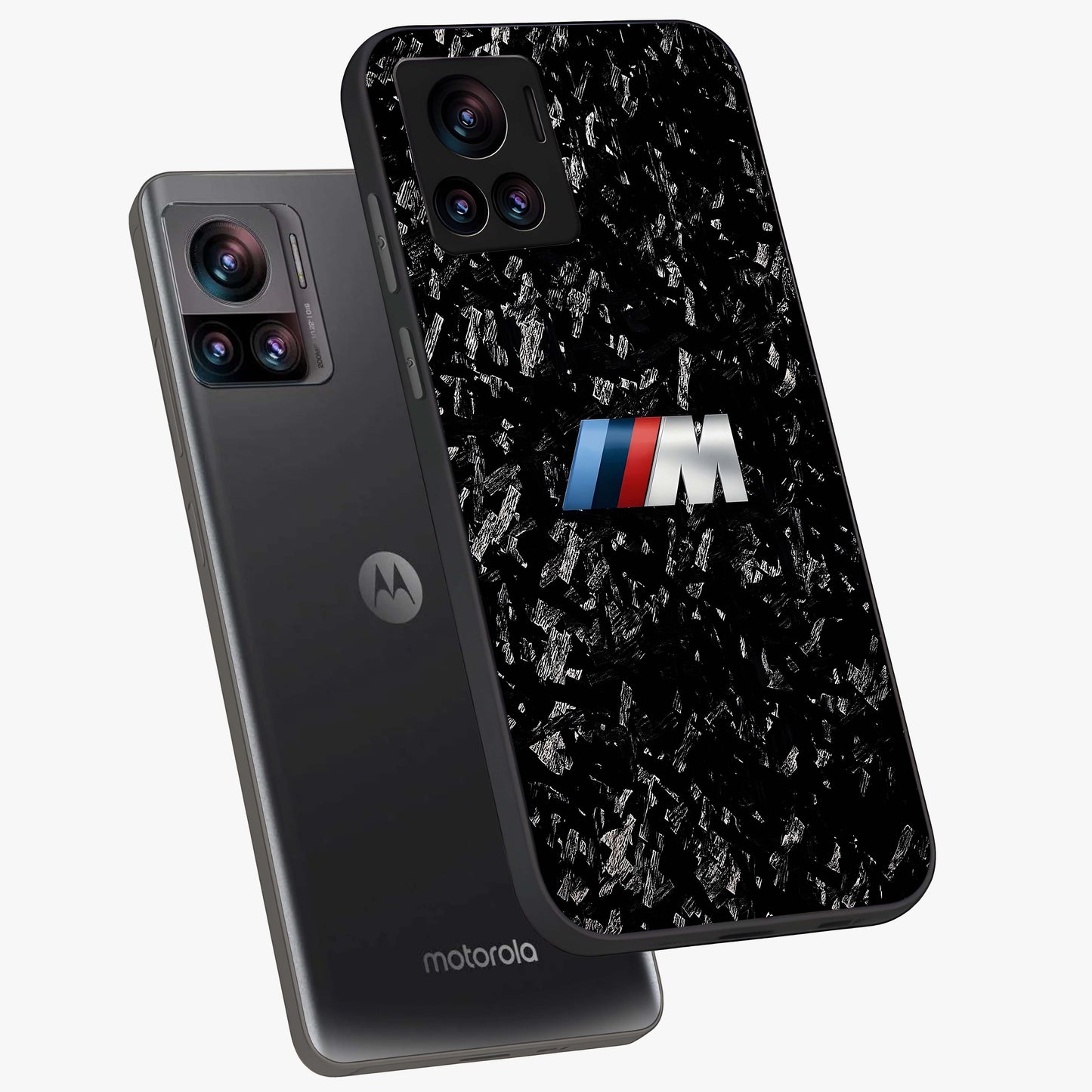 Carbon Speed Mark Glass Case displayed in angled mockup highlighting racing inspired carbon design and sleek aesthetic style.