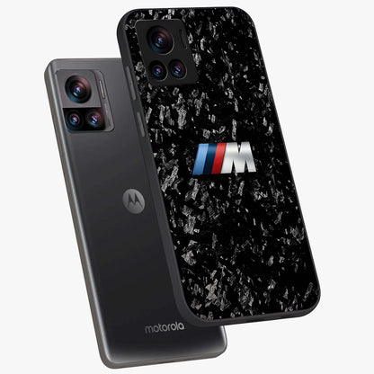 Carbon Speed Mark Glass Case displayed in angled mockup highlighting racing inspired carbon design and sleek aesthetic style.