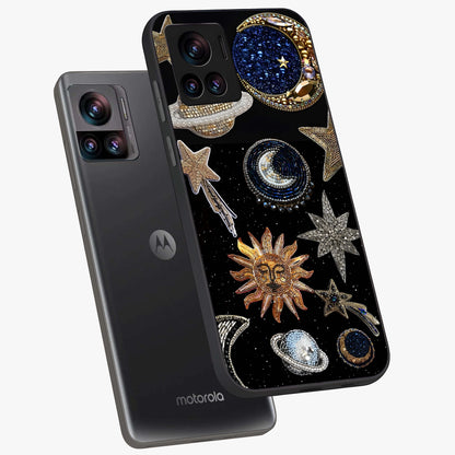 Celestial Gem Constellations Glass Case displayed in angled mockup highlighting gemstone inspired constellation design.