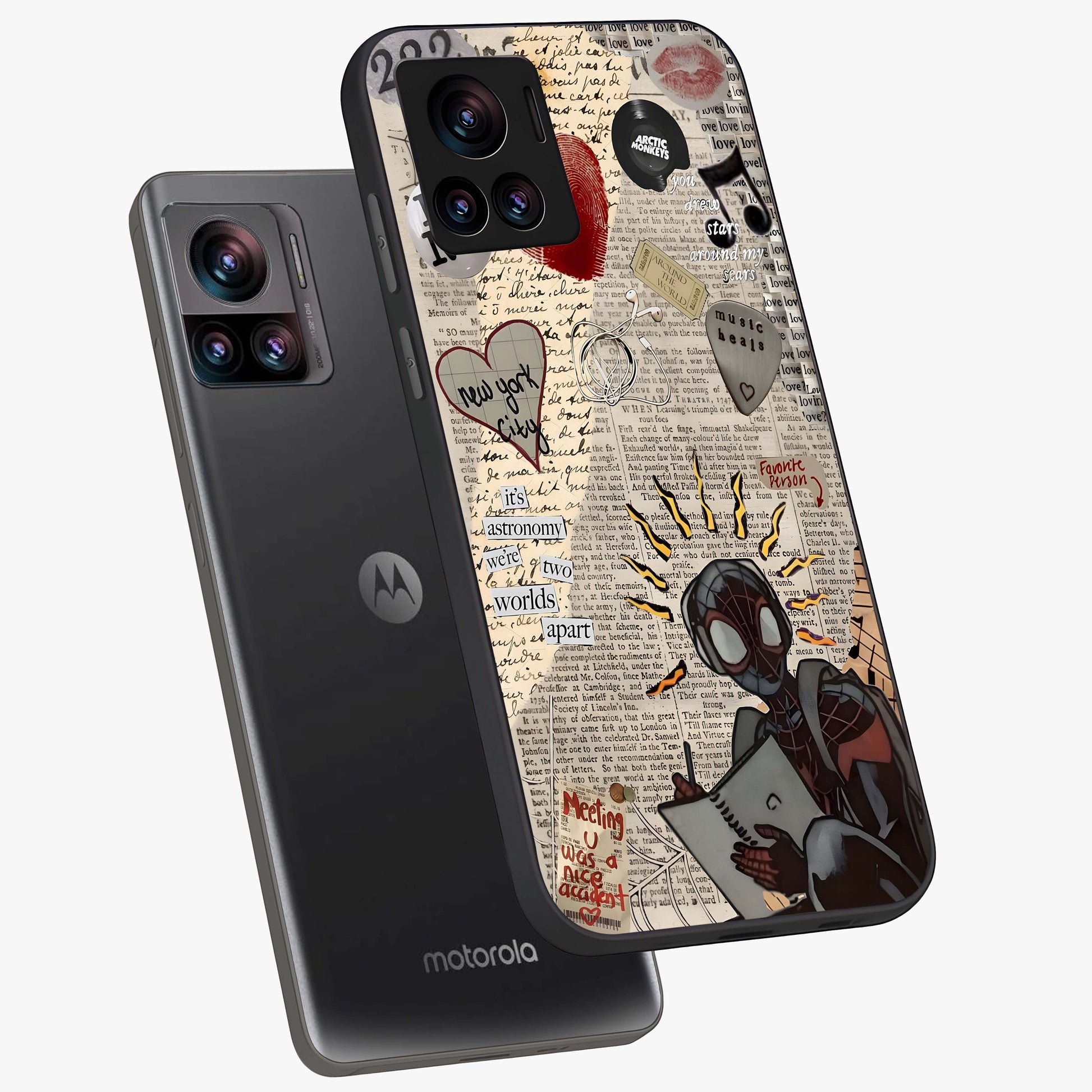 City Dream Sketch Glass Case displayed in angled mockup highlighting minimal city illustration with aesthetic sketch style.